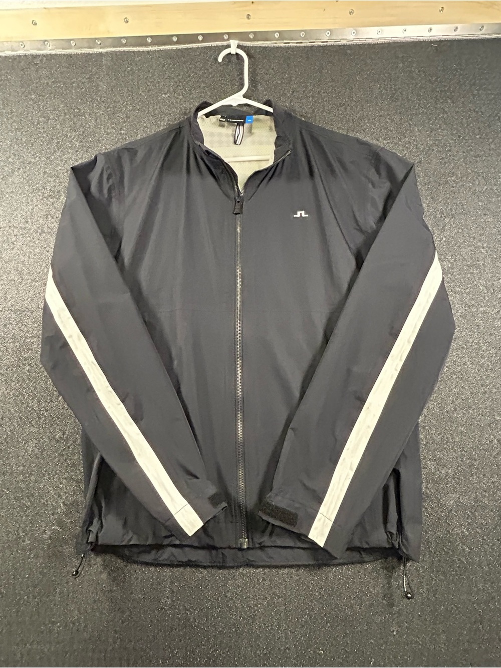 J Lindeberg Golf Windbreaker With Reflective Strip Full Zip Black Men Size XL
